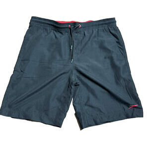 SPEEDO MEN'S SWIM TRUNKS SHORTS Lined IN BLACK WITH RED TRIM SZ Small